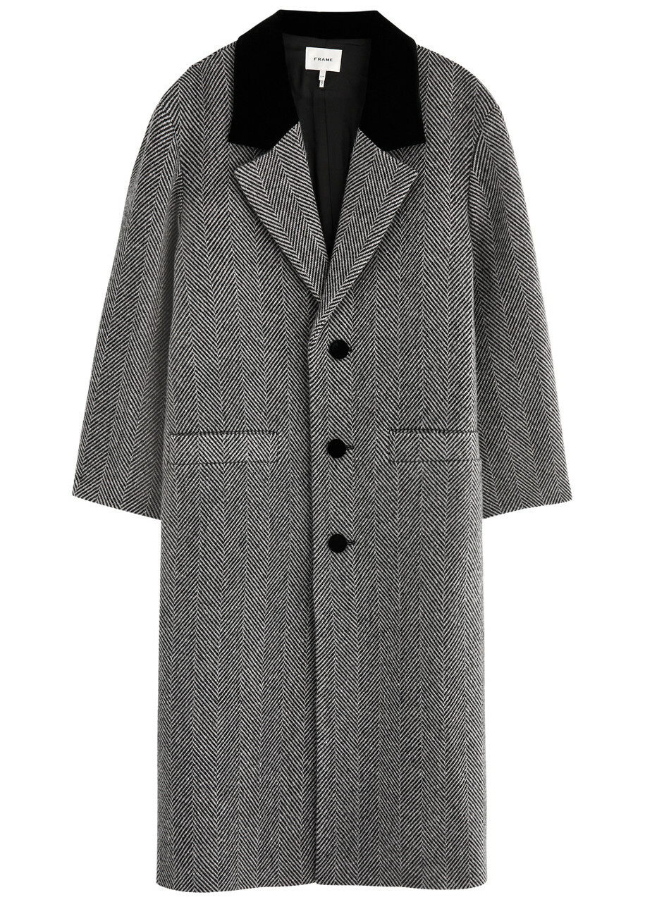 Frame Herringbone Wool-blend Coat Grey Frame Denim