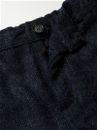 Oliver Spencer - Amersham Straight-Leg Herringbone Wool Drawstring Trousers - Blue