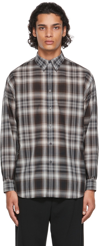 Photo: AURALEE Black & Brown Wool Check Shirt