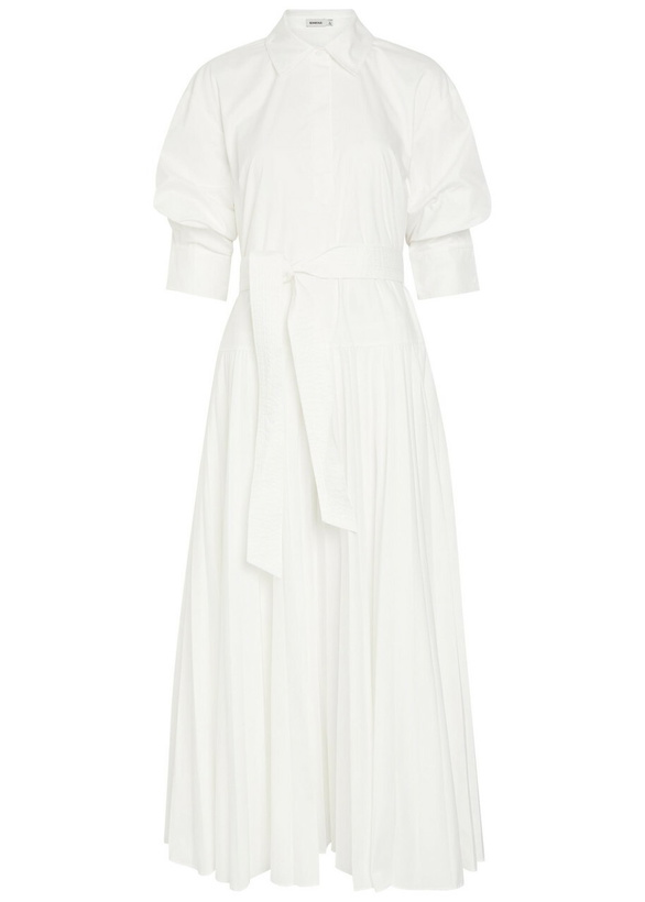 Photo: Simkhai Arlo Belted Cotton-blend Poplin Maxi Dress White