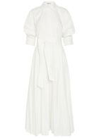 Simkhai Arlo Belted Cotton-blend Poplin Maxi Dress White
