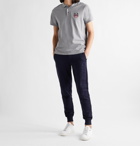 MONCLER - Slim-Fit Logo-Embroidered Melangé Cotton-Piqué Polo Shirt - Gray