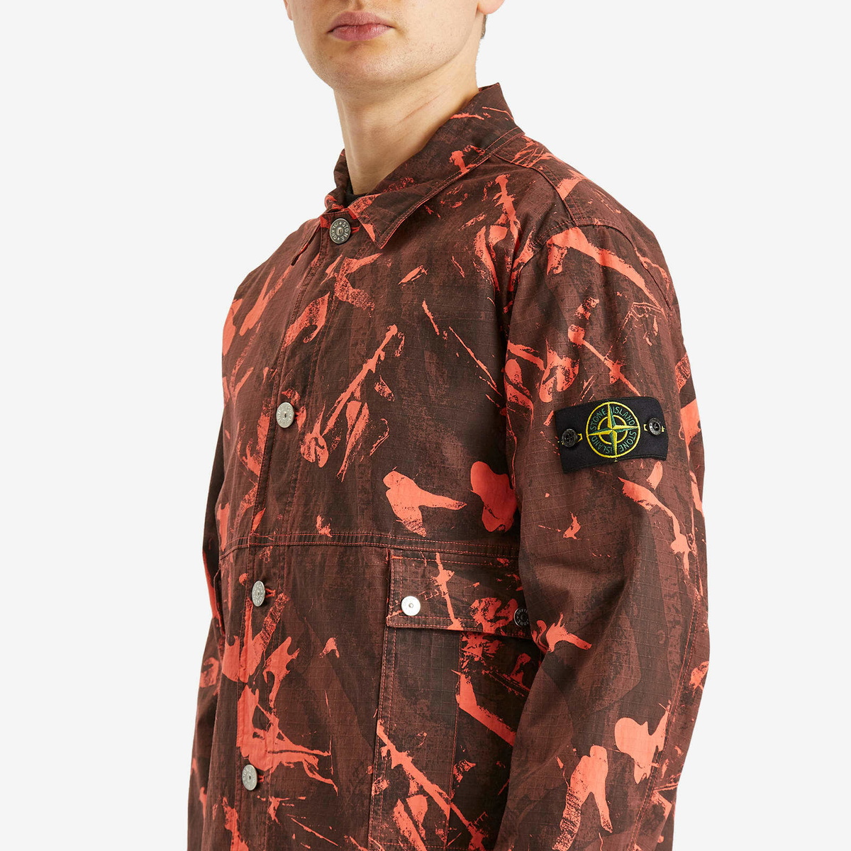 Stone Island Men's Scan Camo Ripstop-OVD Shirt Jacket in Black