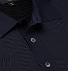 Dunhill - Herringbone-Knit Mulberry Silk Polo Shirt - Blue