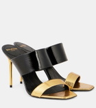 Balmain PB patent and mirrored leather mules