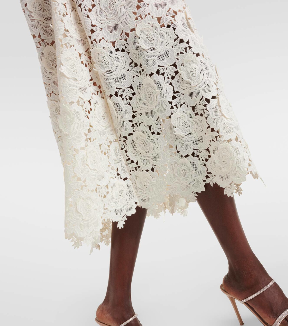 chinese dress ladies Cream Tulle Lace Midi Dress – self-portrait-EU