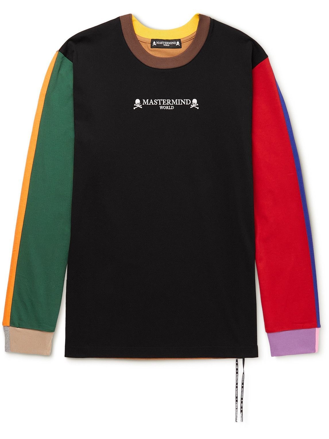 Photo: Mastermind World - Logo-Embroidered Colour-Block Cotton-Jersey T-Shirt - Multi