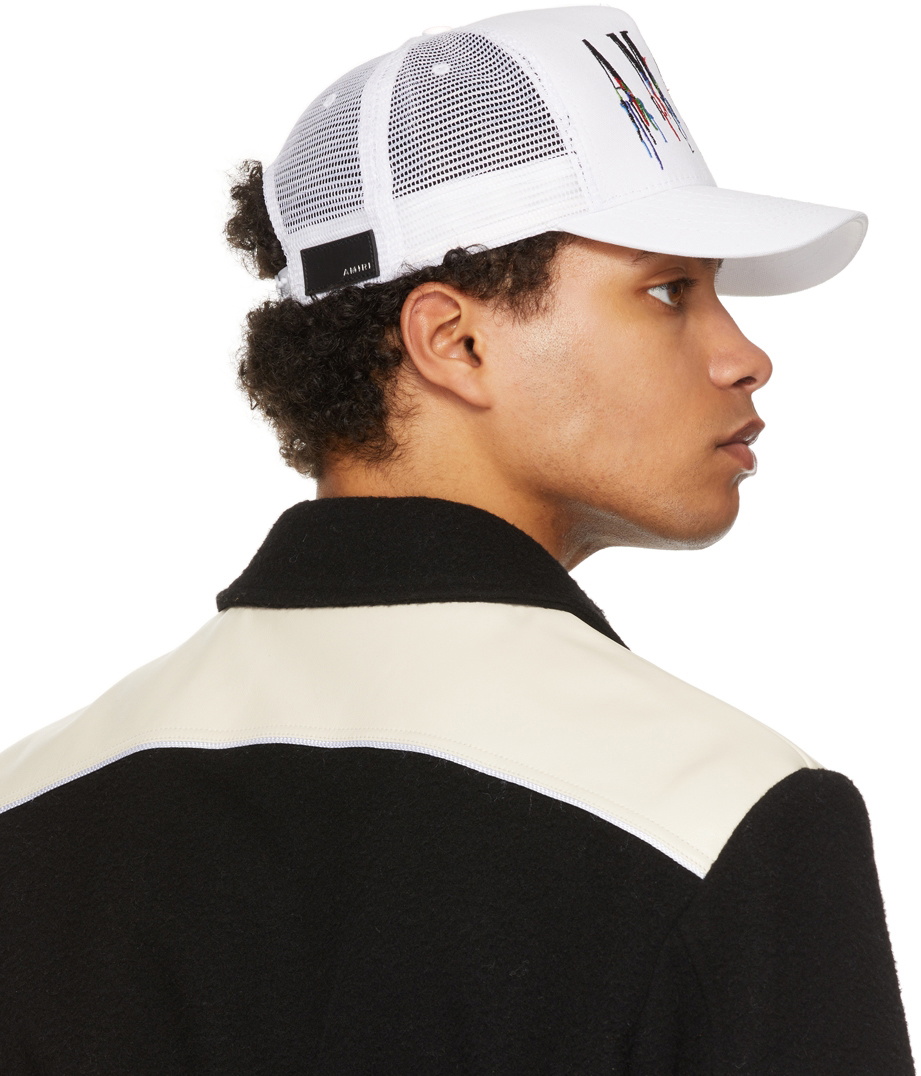 Amiri White MA Logo Paint Drip Trucker Hat – Savonches