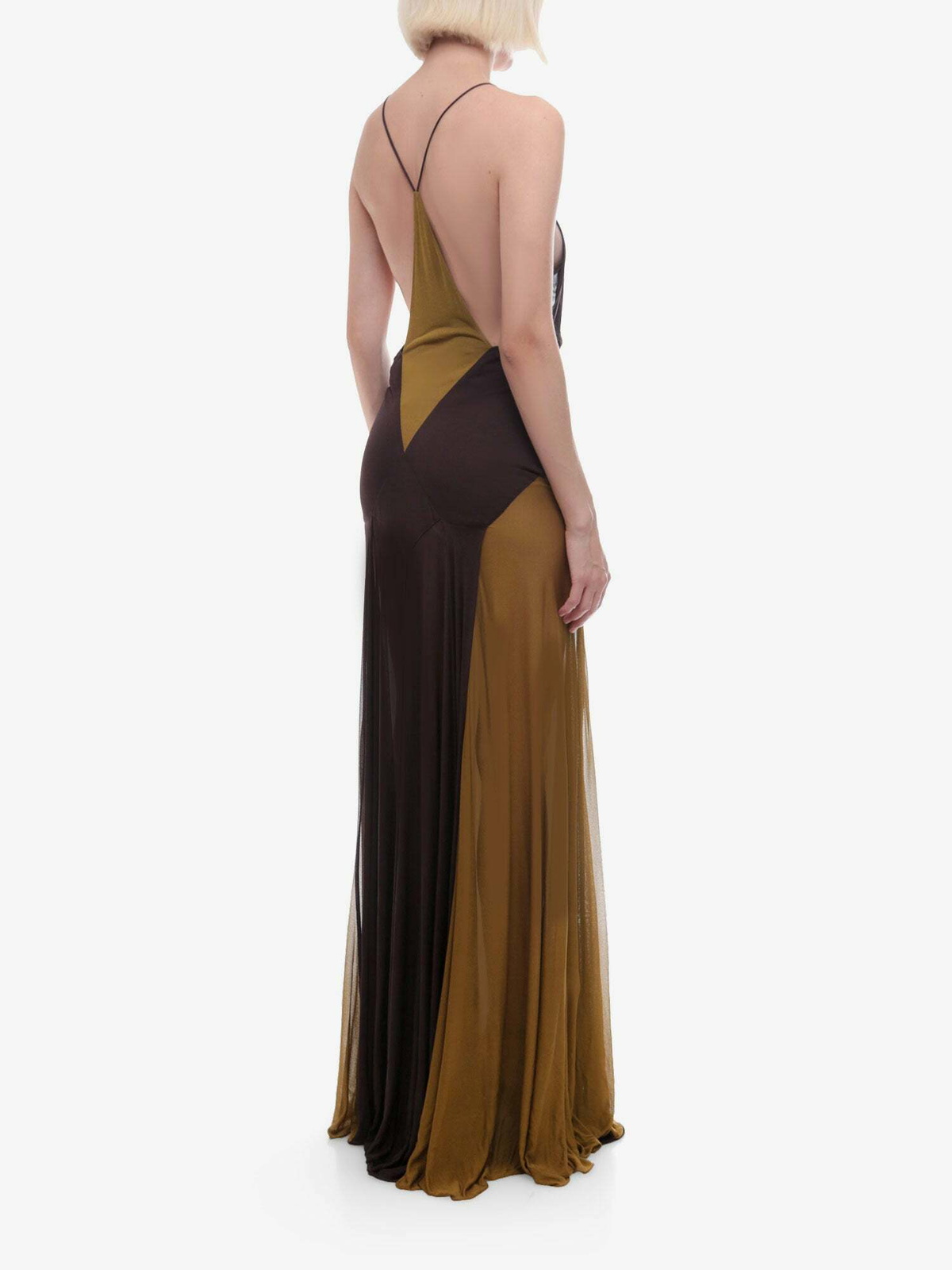 ワンピース Saint Laurent Dresses Brown Saint Laurent - Ruched deep V-neck gown Saint Laurent
