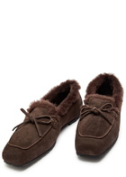 Aeyde Jasper Shearling-lined Suede Loafers Brown