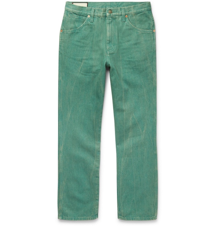 Photo: Gucci - Slim-Fit Washed-Denim Jeans - Green