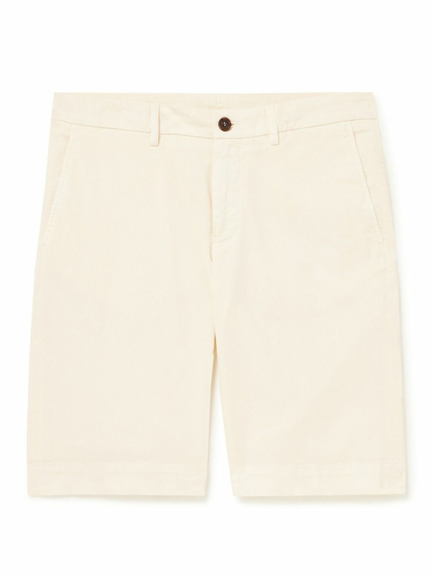 Photo: Canali - Straight-Leg Cotton-Blend Twill Bermuda Shorts - Neutrals