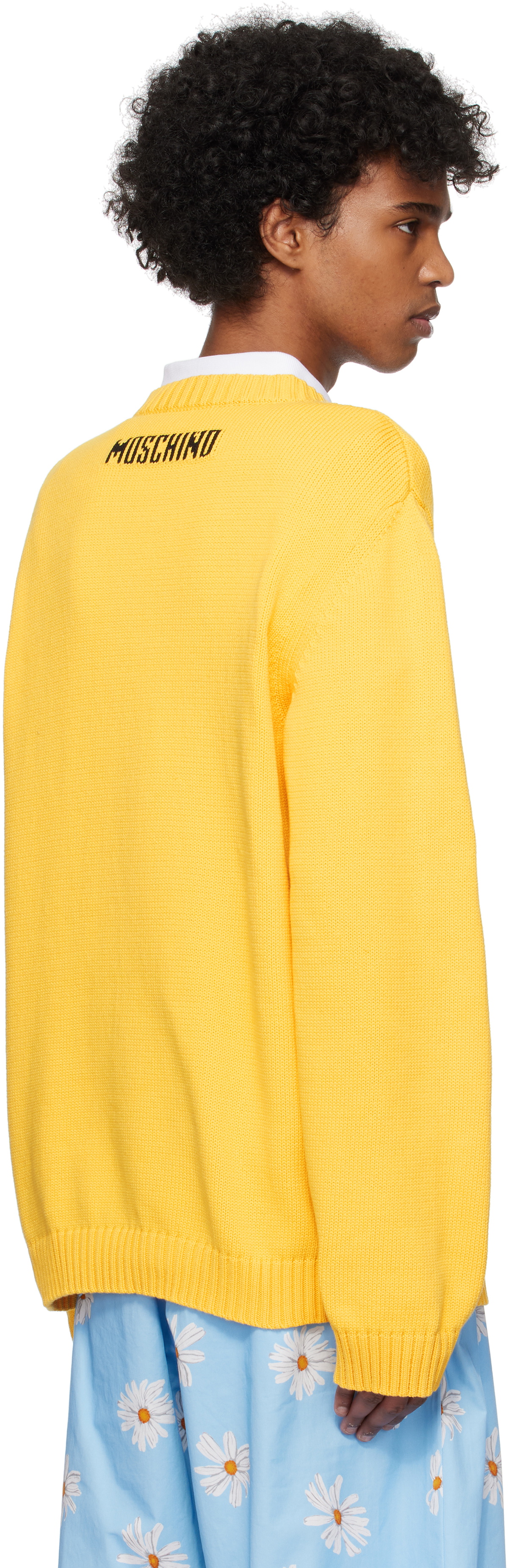 Moschino Yellow Cotton Blend Smiley Sweater