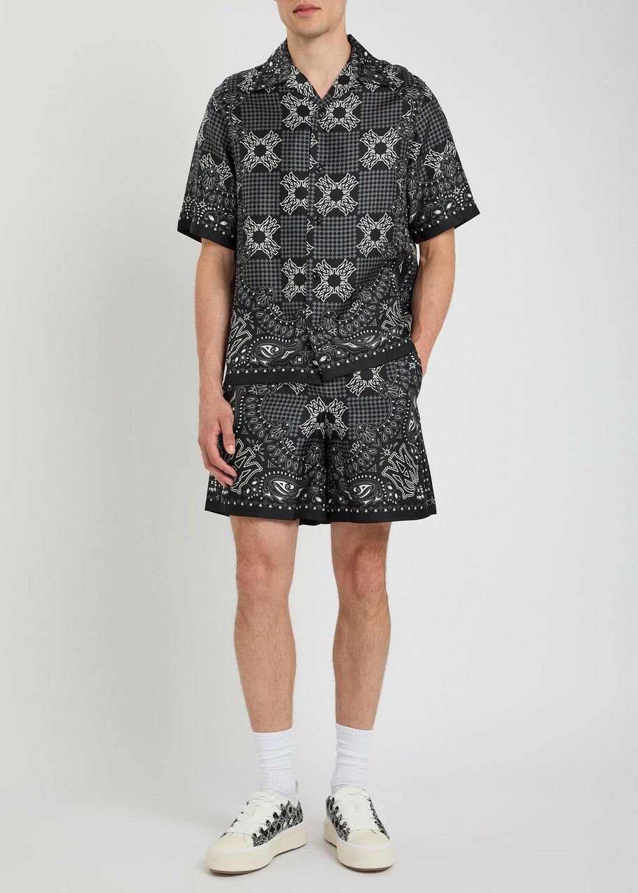 Amiri Checked Silk Shorts Black