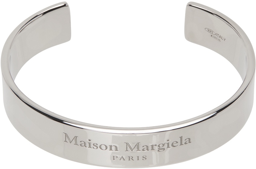 Maison Margiela logo-engraved cuff bracelet - Silver