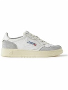 Autry - Medalist Distressed Suede-Trimmed Leather Sneakers - Gray