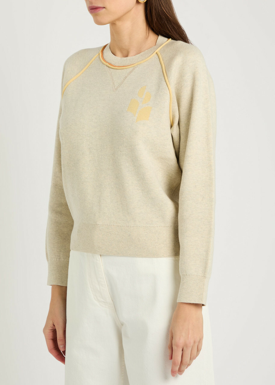 Isabel Marant étoile Loriby Logo Cotton-blend Jumper Light Grey