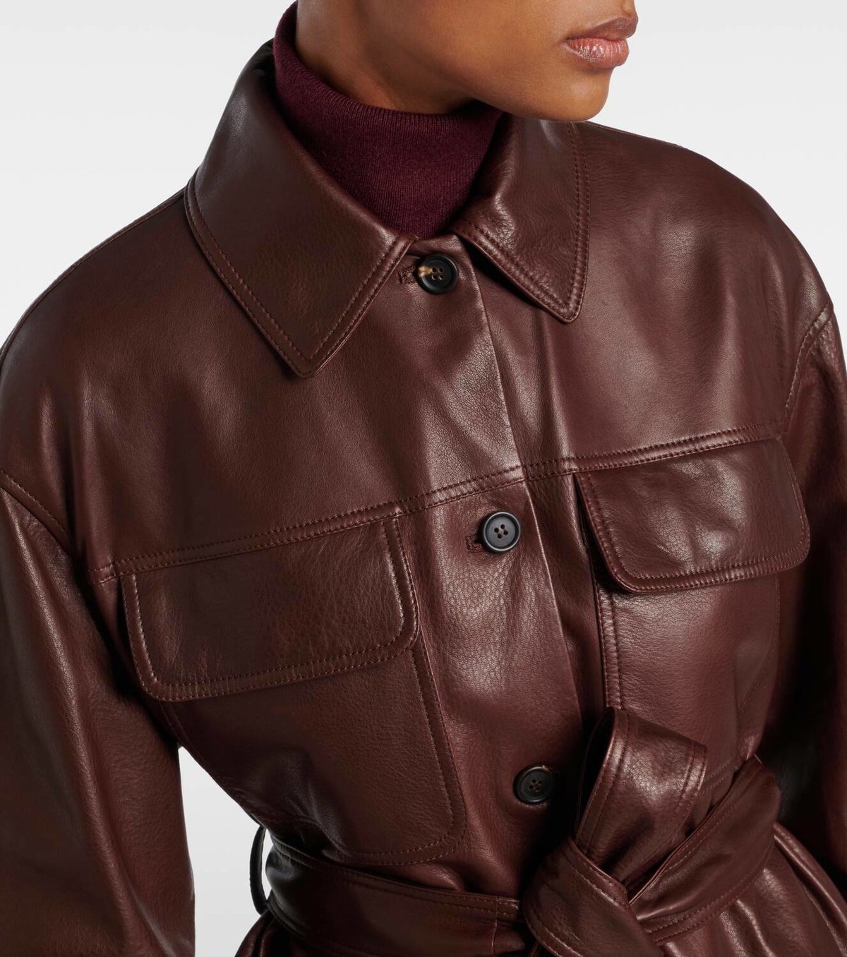レザージャケット・コート Brunello Cucinelli Leather Jacket With Belt Brunello Cucinelli Belted leather jacket Brunello Cucinelli