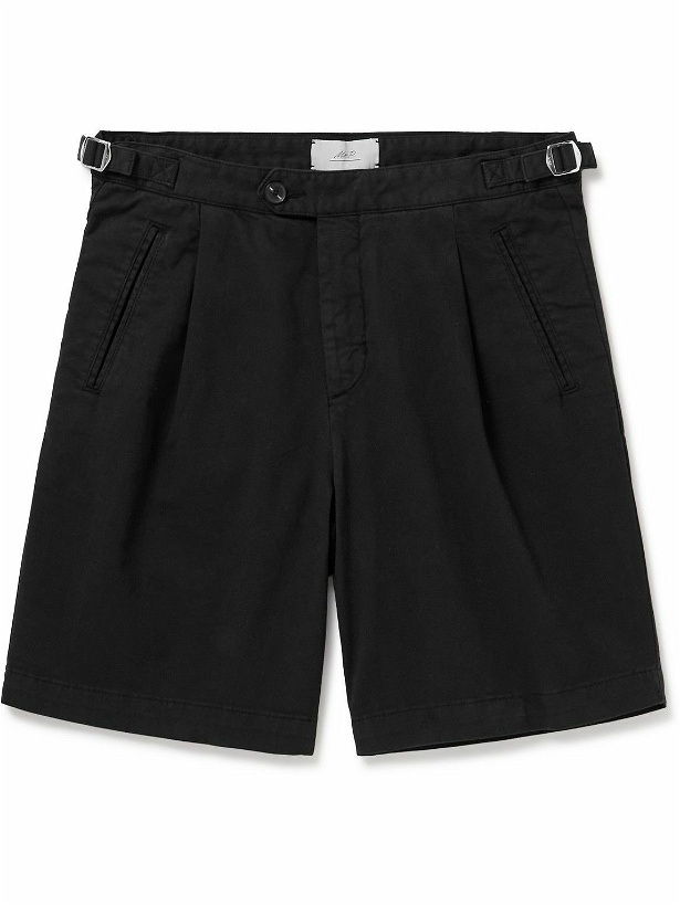 Photo: Mr P. - Wide-Leg Pleated Organic Cotton-Blend Twill Shorts - Black