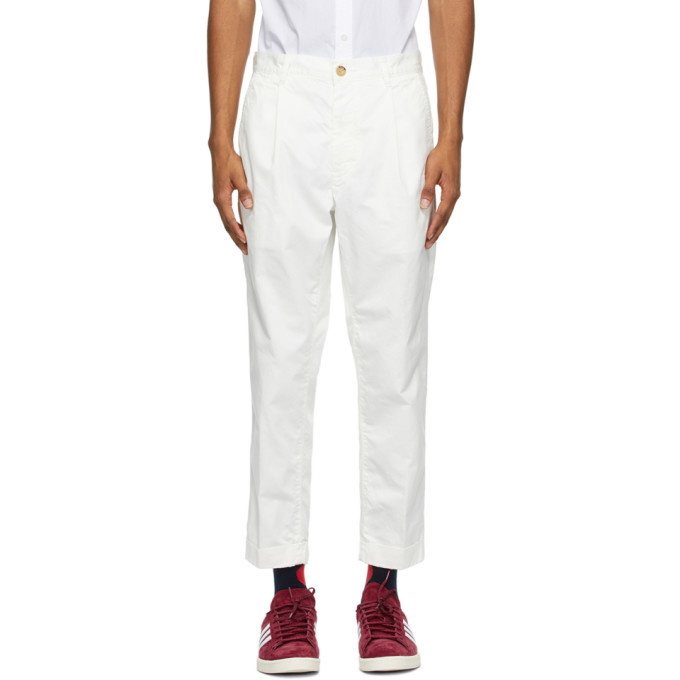 BEAMS PLUS White One-Pleat Chino Trousers Beams Plus