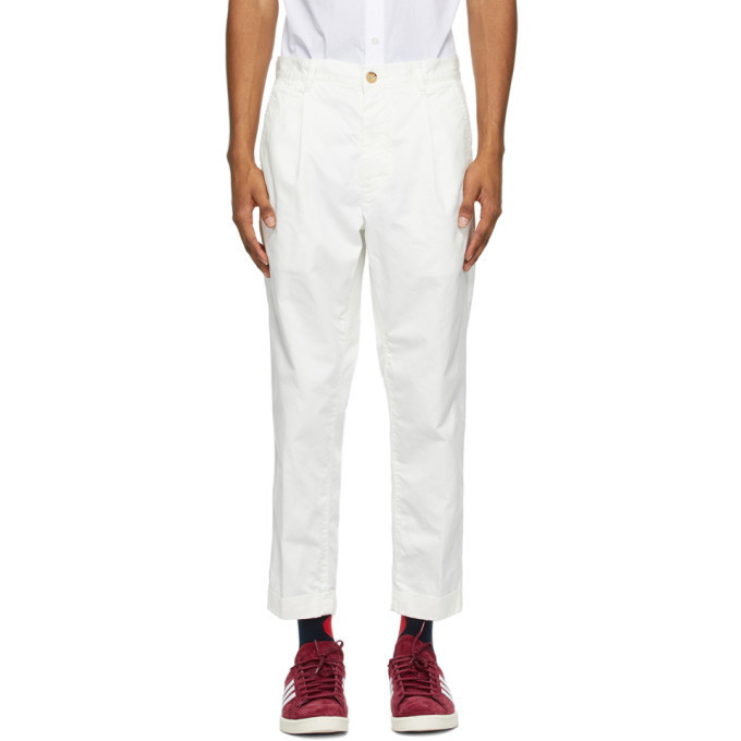 Photo: BEAMS PLUS White One-Pleat Chino Trousers