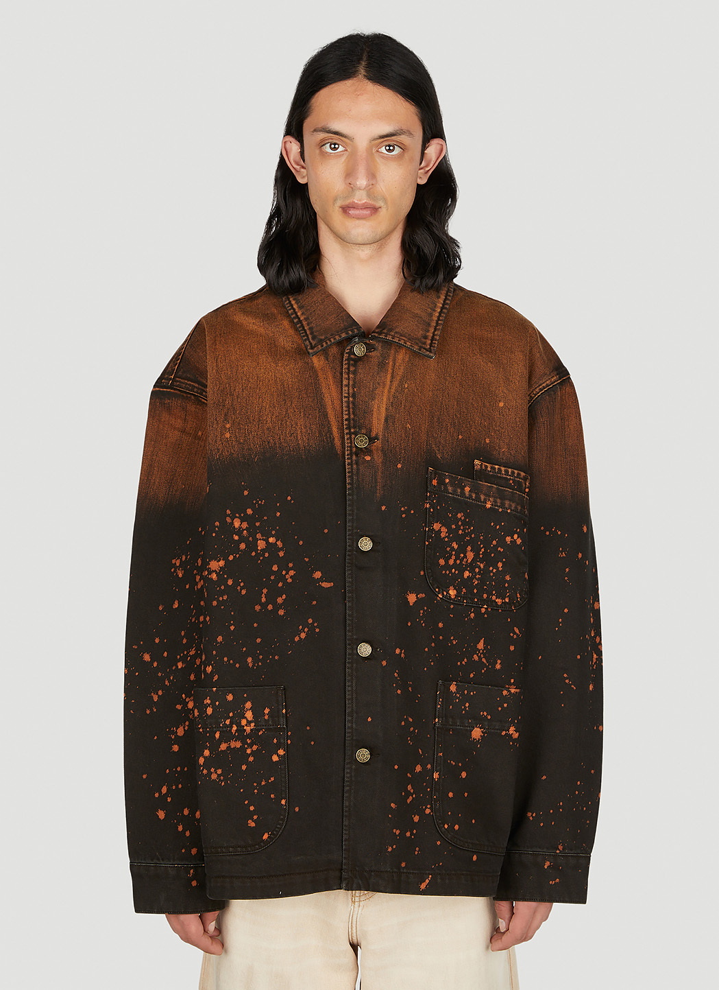 Guess USA Splattered Denim Chore Jacket
