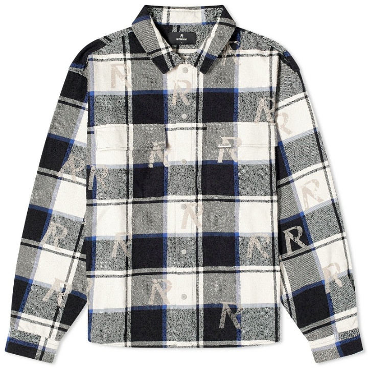 Photo: Represent Men's All Over Initial Flannel Shirt in Blue Check