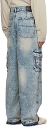 RTA Blue Roman Denim Cargo Pants