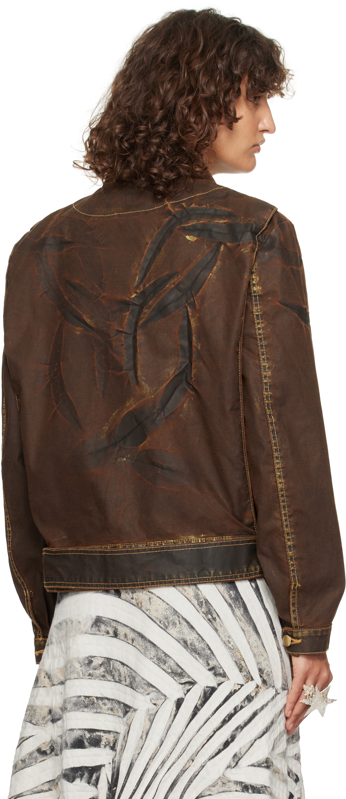 Masha Popova Brown Oversized Double Rider Jacket