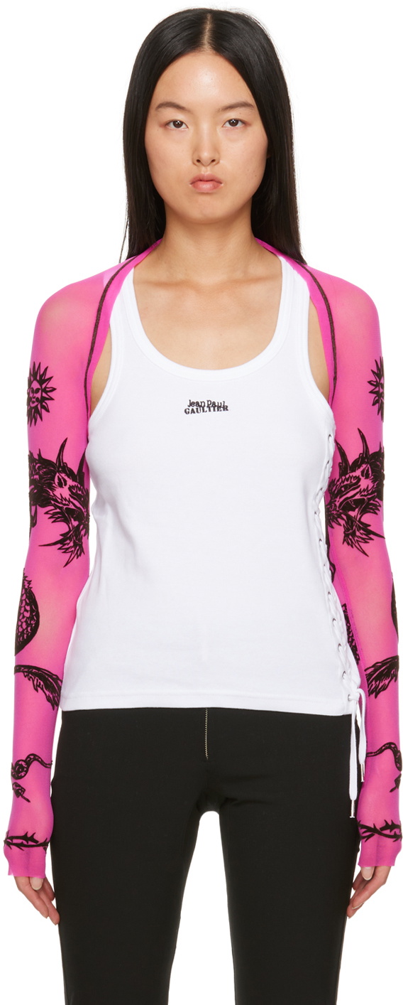 Jean Paul Gaultier Pink 'Safe Sex' Cardigan Jean Paul Gaultier