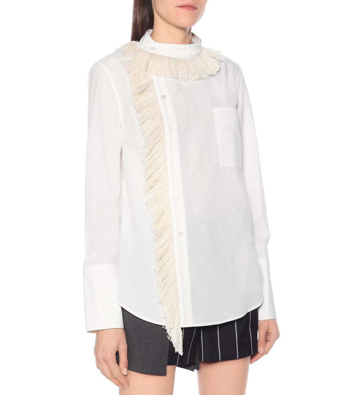 Monse Fringe-collar cotton and linen shirt