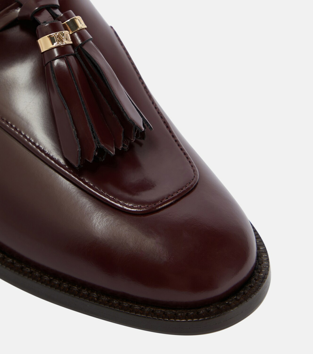 MaxMara Dark Leather Loafers with Tassels Leather boat moccasins, brown | Weekend Max Mara main image 4