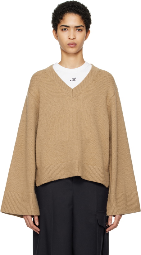 Photo: Axel Arigato Brown Rain V-Neck Sweater