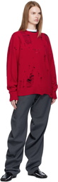 Charles Jeffrey LOVERBOY Red Distressed Logo Sweater