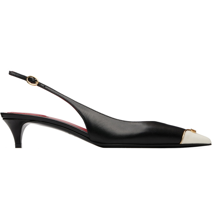 Photo: Valentino Garavani Black VLogo Heartip Slingback Heels