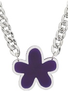 Anna Sui SSENSE EXCLUSIVE Silver & Purple Flower Necklace