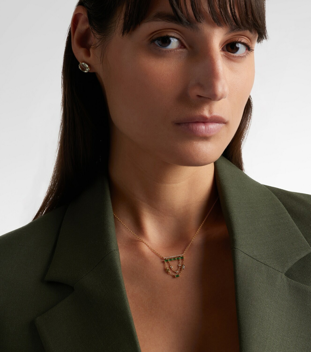 Shay Jewelry 18kt gold necklace with emeralds and diamonds