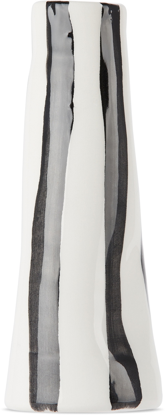 Rhea Kalo Black & White Medium Squiggly Stem Vase