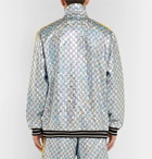 Gucci - Webbing-Trimmed Logo-Embroidered Iridescent Jersey Track Jacket - Men - Silver