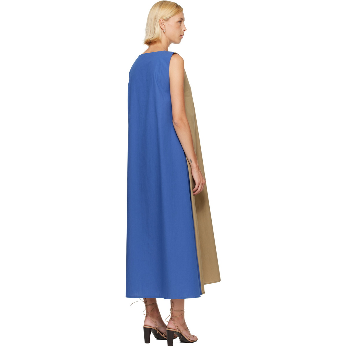 Baserange Khaki & Blue Tres Maxi Dress
