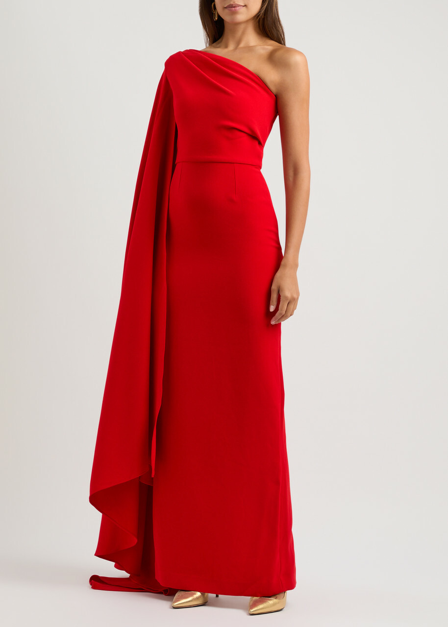 送・関税負担なし◆SOLACE LONDON◆デラのドレープガウン Solace London Daria Draped One-shoulder Maxi Dress Red