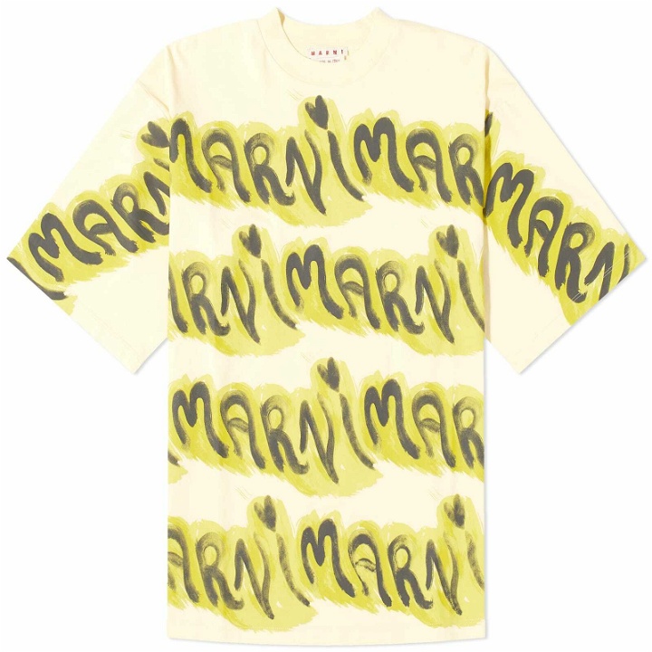 Photo: Marni Men's Big Logo Stripe T-Shirt in Pineapple