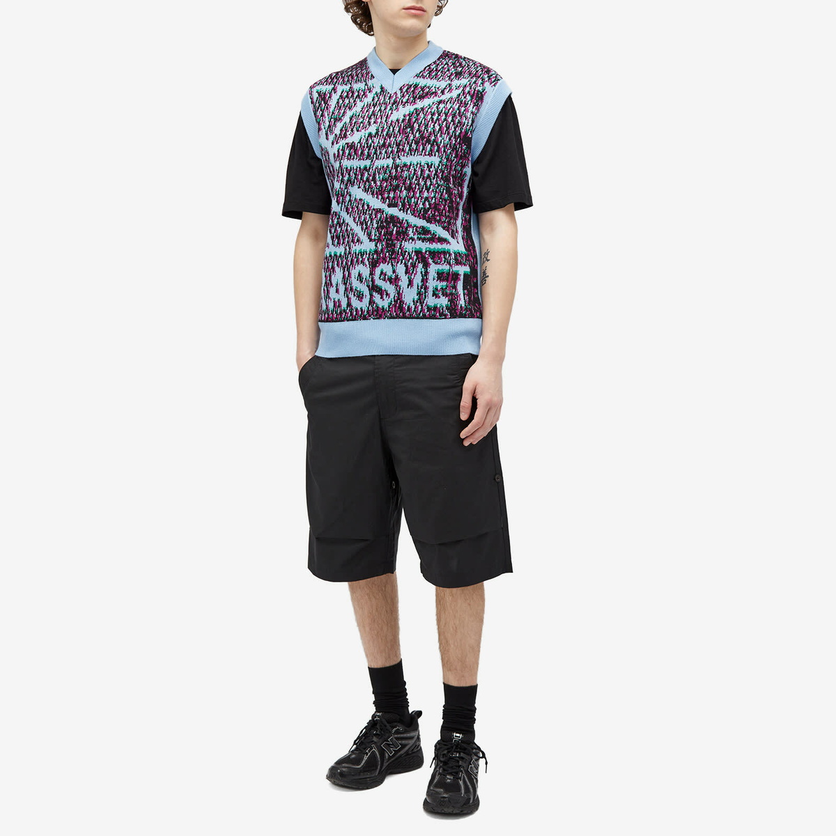 PACCBET Men's Mesh Camo Knitted Vest in Blue