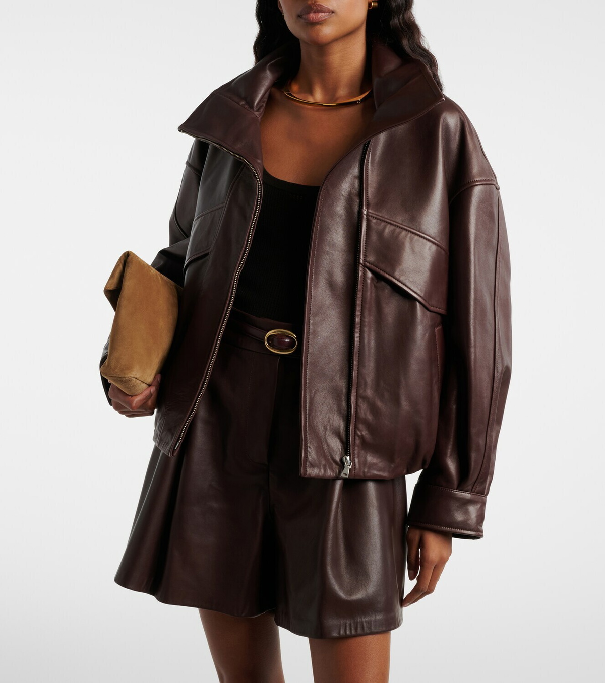 Nour Hammour Roland leather bomber jacket
