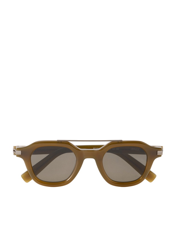 Photo: Zegna - Aviator-Style Acetate Sunglasses - Green