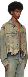 GUESS USA Blue Distressed Denim Jacket