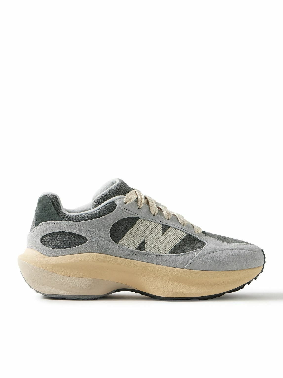 Photo: New Balance - WRPD Runner Logo-Embroidered Suede and Mesh Sneakers - Gray