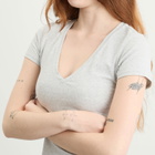 Good American Women's Super Stretch V-Neck Baby T-Shirt in Heather Grey