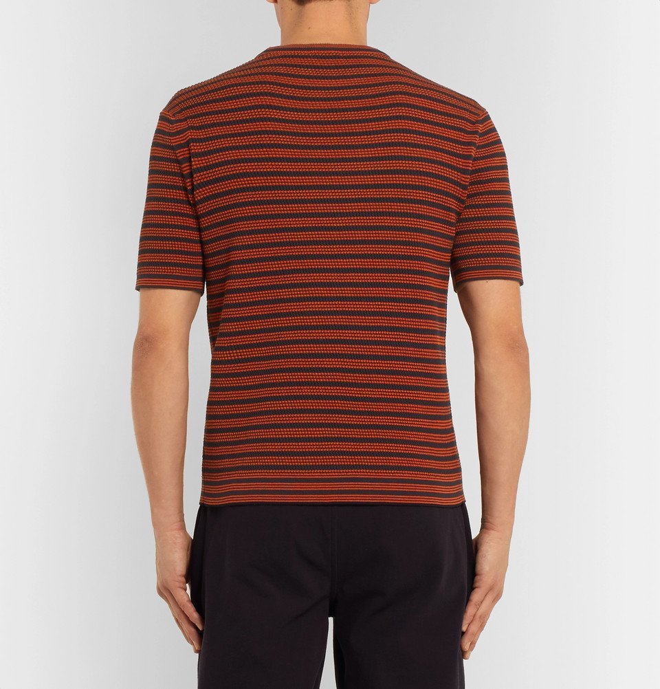 Camoshita Striped Ribbed Cotton Sweater Men Orange Camoshita