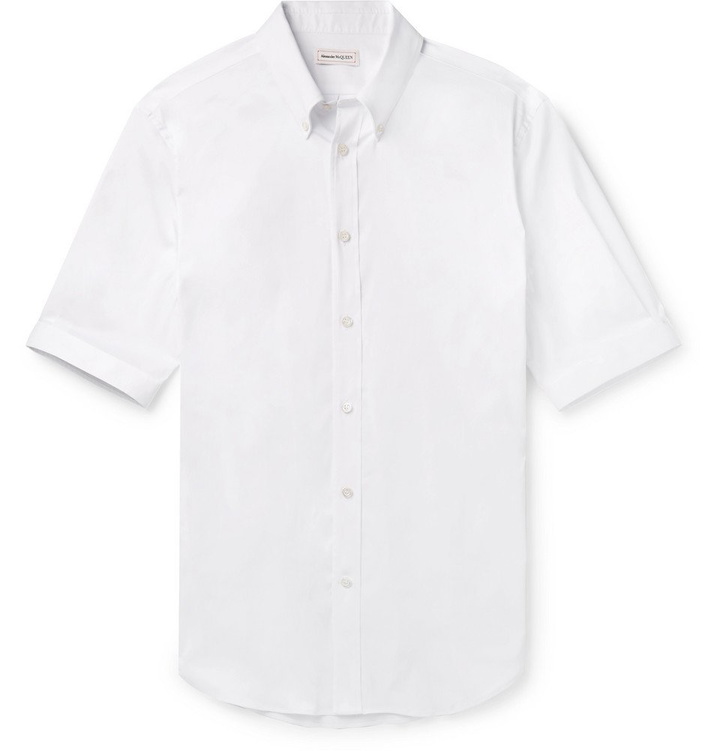 Photo: Alexander McQueen - Brad Slim-Fit Button-Down Collar Stretch Cotton-Blend Poplin Shirt - White